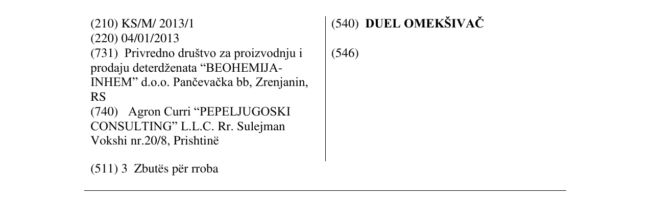 Zëri i markës DUEL OMEKŠIVAČ në buletin