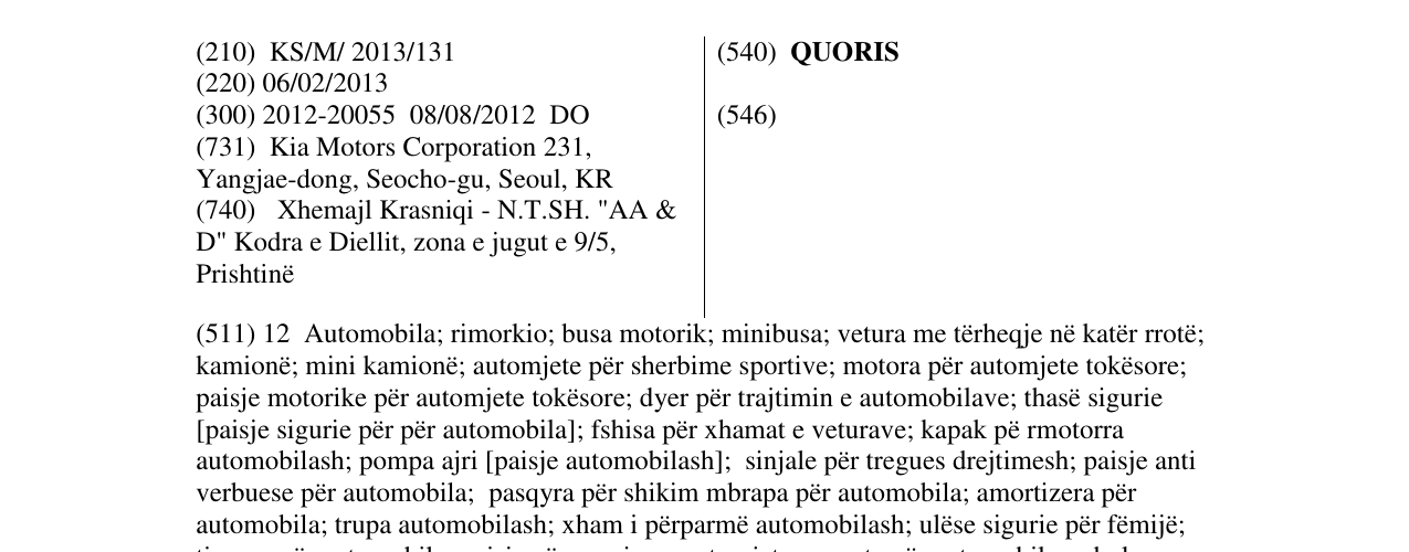 Zëri i markës QUORIS në buletin