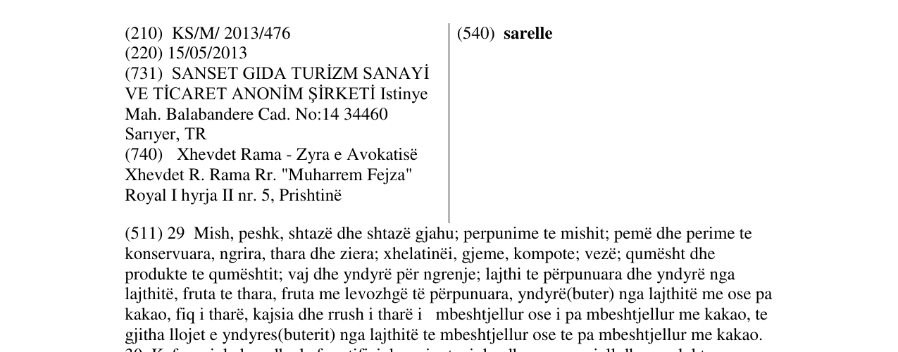 Zëri i markës sarelle në buletin