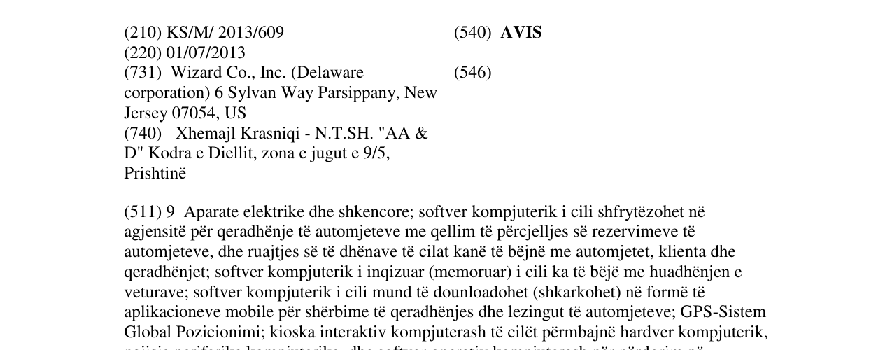 Zëri i markës AVIS në buletin