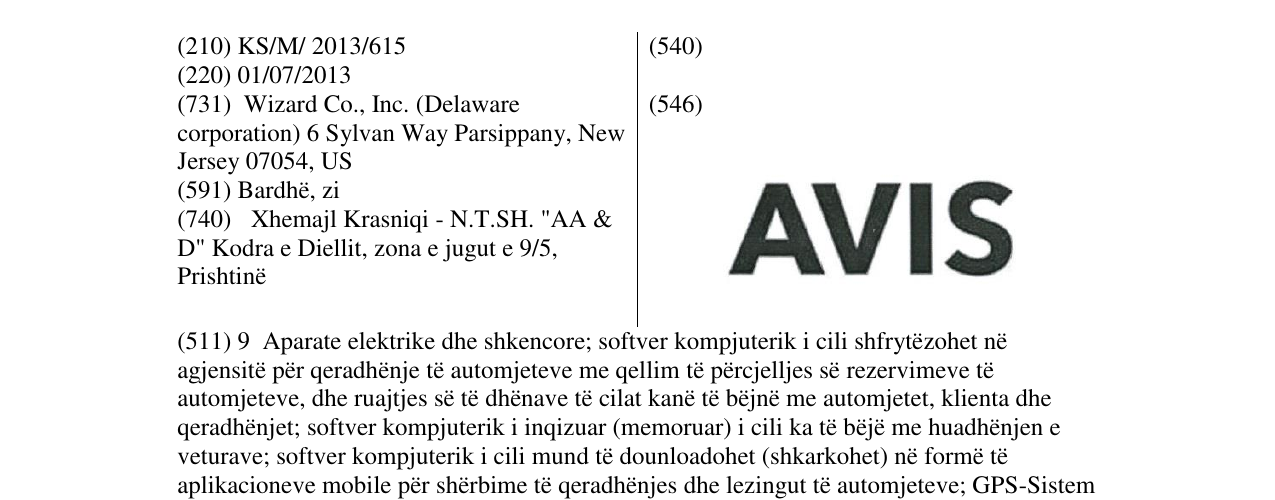 Zëri i markës AVIS në buletin