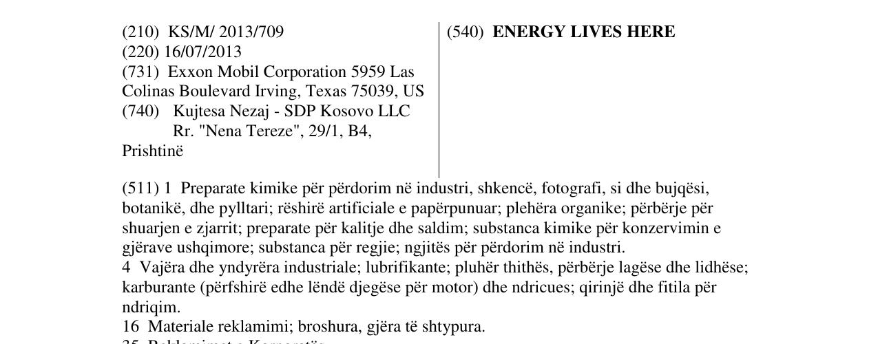 Zëri i markës ENERGY LIVES HERE në buletin