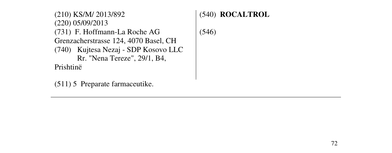 Zëri i markës ROCALTROL në buletin