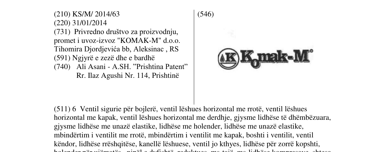 Zëri i markës k Komak - M në buletin
