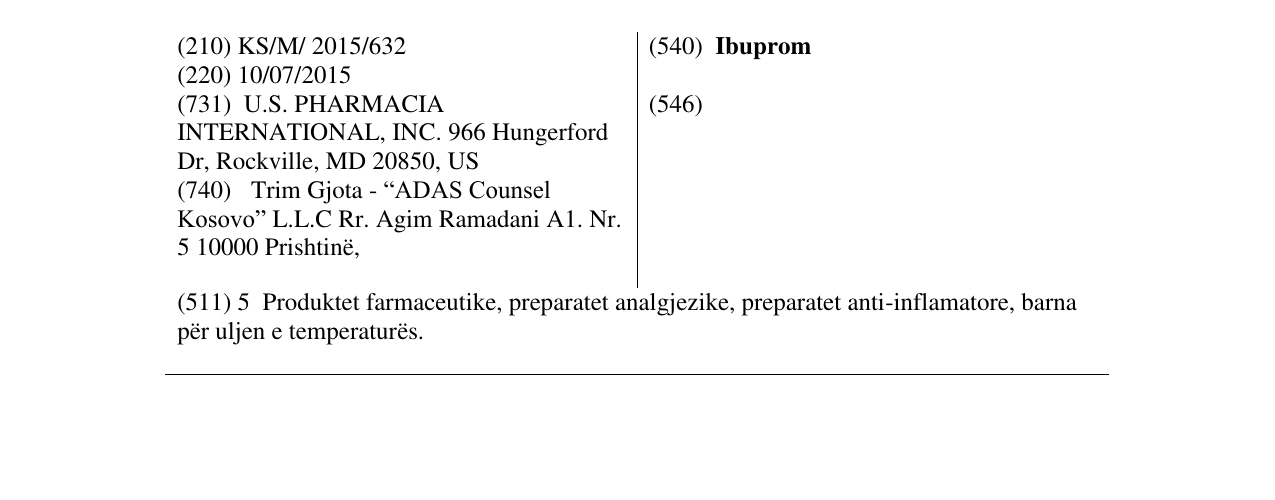 Zëri i markës Ibuprom në buletin