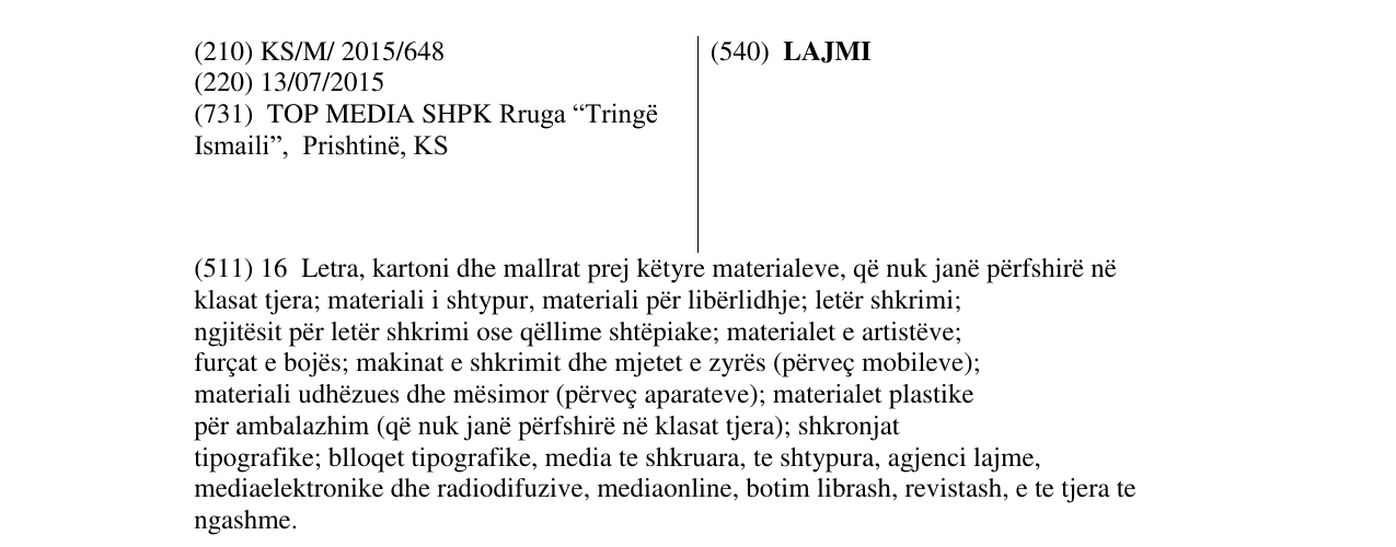 Zëri i markës LAJMI në buletin