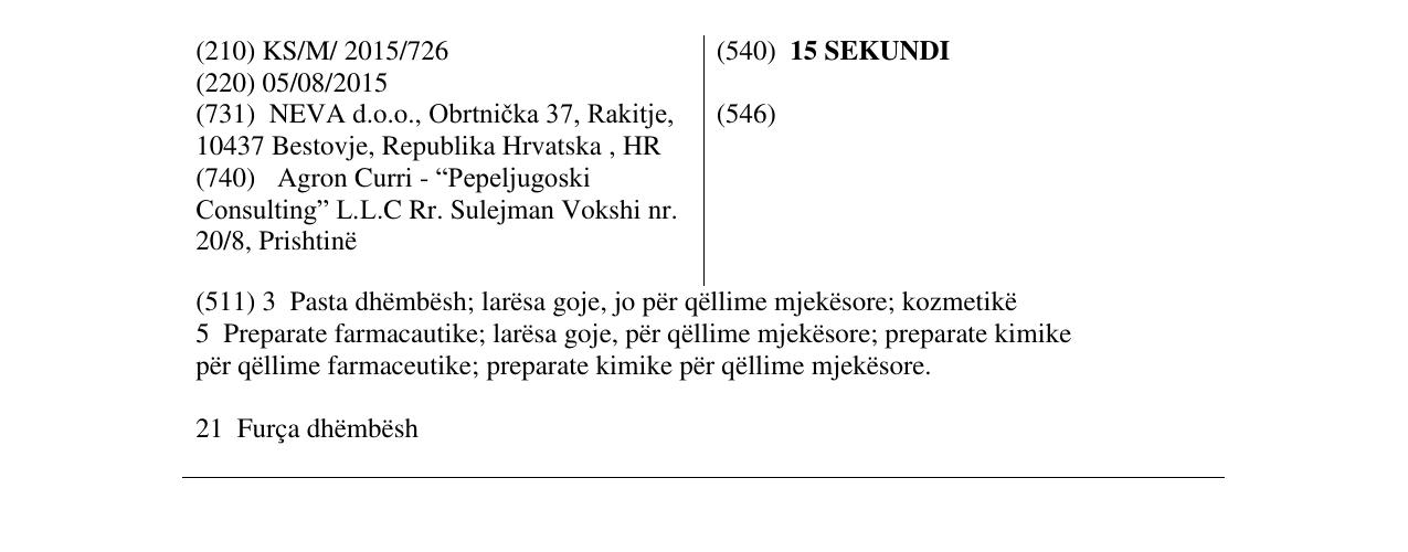 Zëri i markës 15 SEKUNDI në buletin