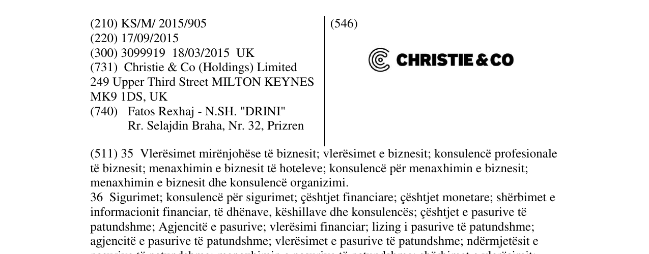 Zëri i markës CHRISTIE & CO në buletin