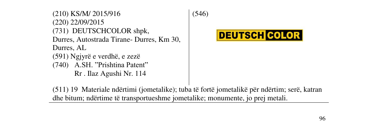 Zëri i markës DEUTSCH COLOR në buletin