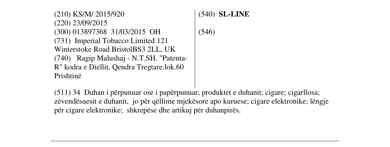 Zëri i markës SL-LINE në buletin