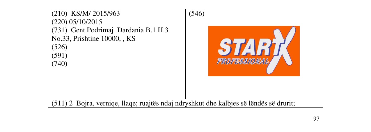 Zëri i markës START X PROFESSIONAL në buletin