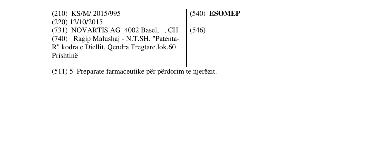 Zëri i markës ESOMEP në buletin