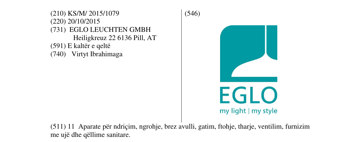 Zëri i markës EGLO my light my style në buletin