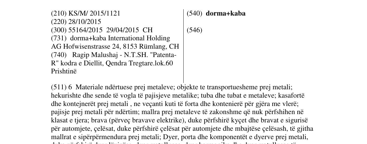 Zëri i markës dorma+kaba në buletin