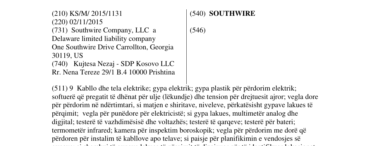 Zëri i markës SOUTHWIRE në buletin