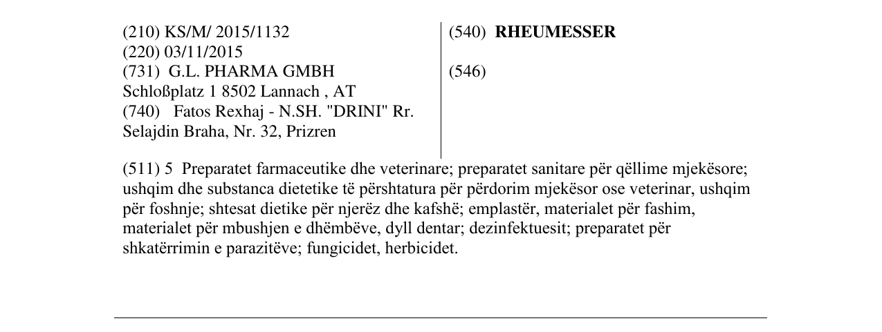 Zëri i markës RHEUMESSER në buletin