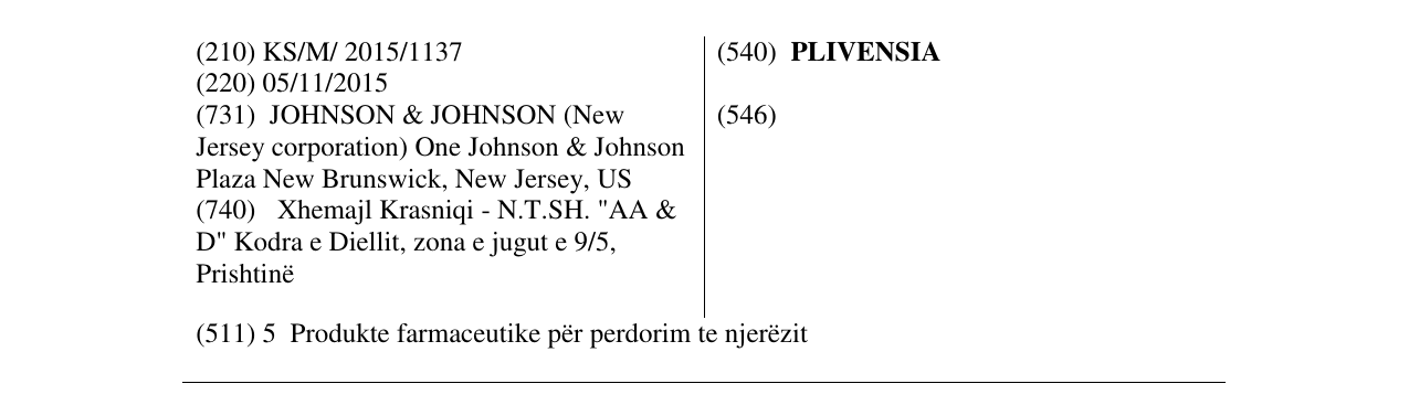 Zëri i markës PLIVENSIA në buletin