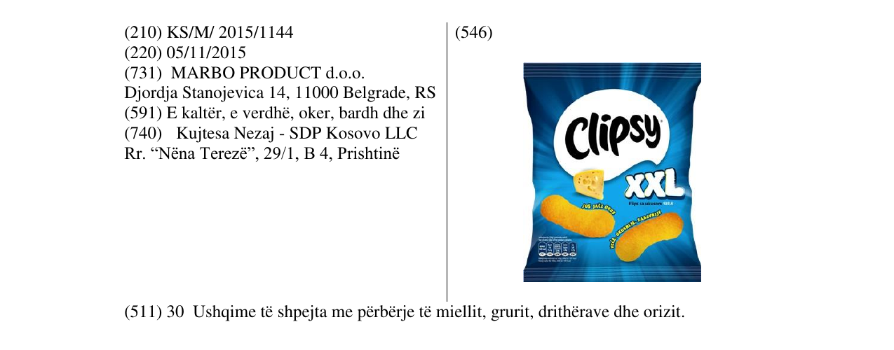 Zëri i markës Clipsy XXL në buletin