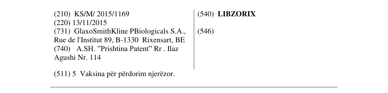 Zëri i markës LIBZORIX në buletin