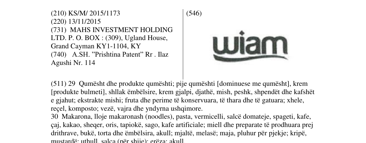 Zëri i markës wiam në buletin