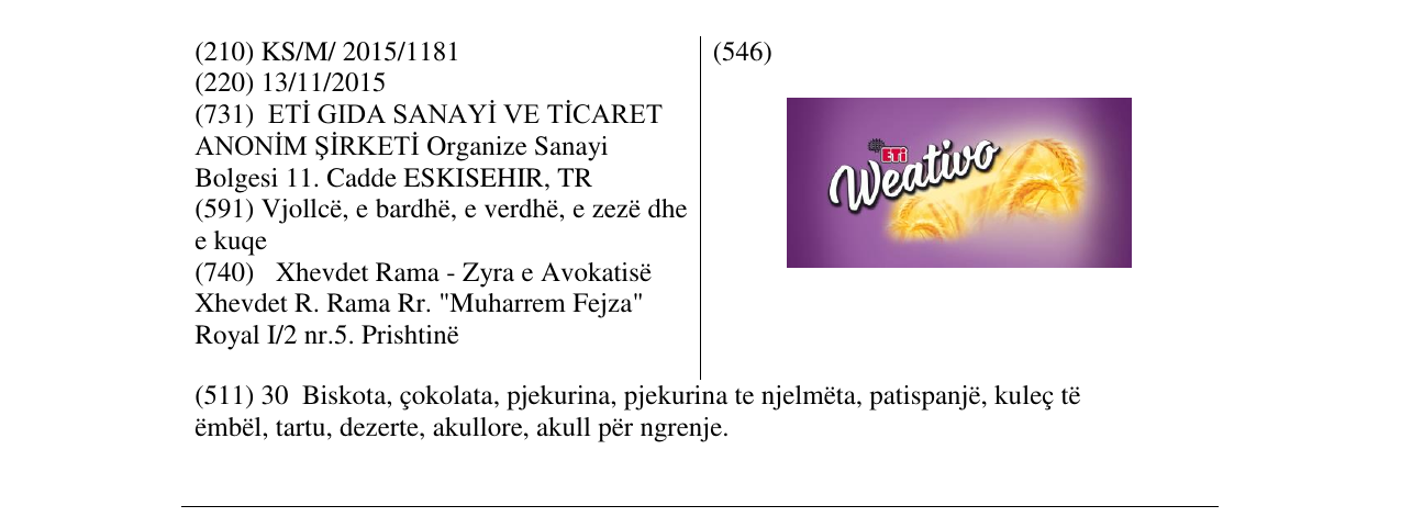 Zëri i markës Weativo në buletin