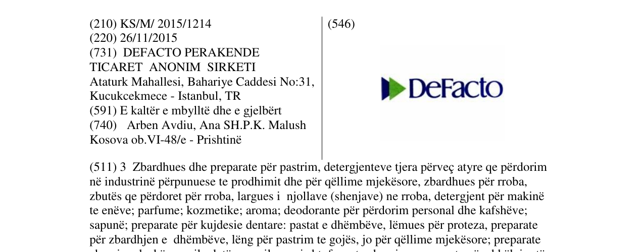 Zëri i markës DeFacto në buletin