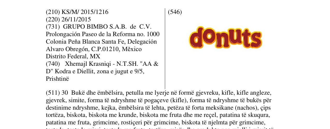Zëri i markës donuts në buletin