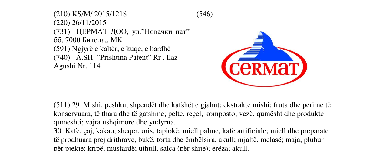 Zëri i markës CERMAT në buletin