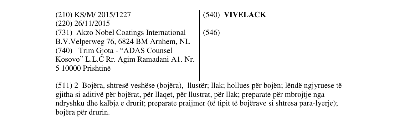 Zëri i markës VIVELACK në buletin