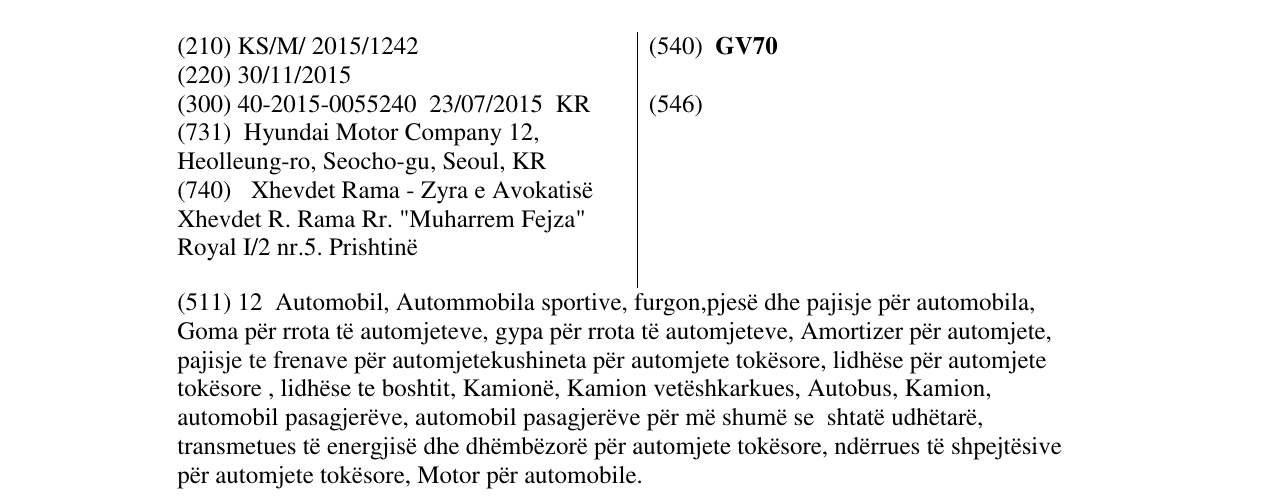 Zëri i markës GV70 në buletin
