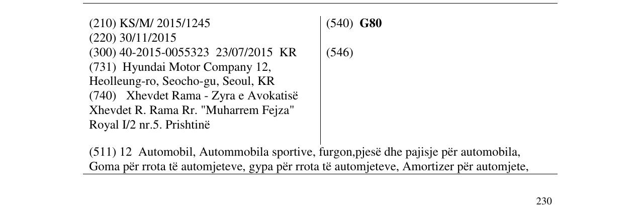 Zëri i markës G80 në buletin