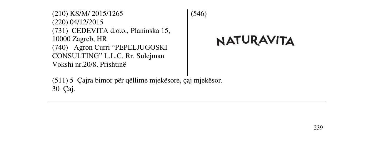 Zëri i markës NATURAVITA në buletin