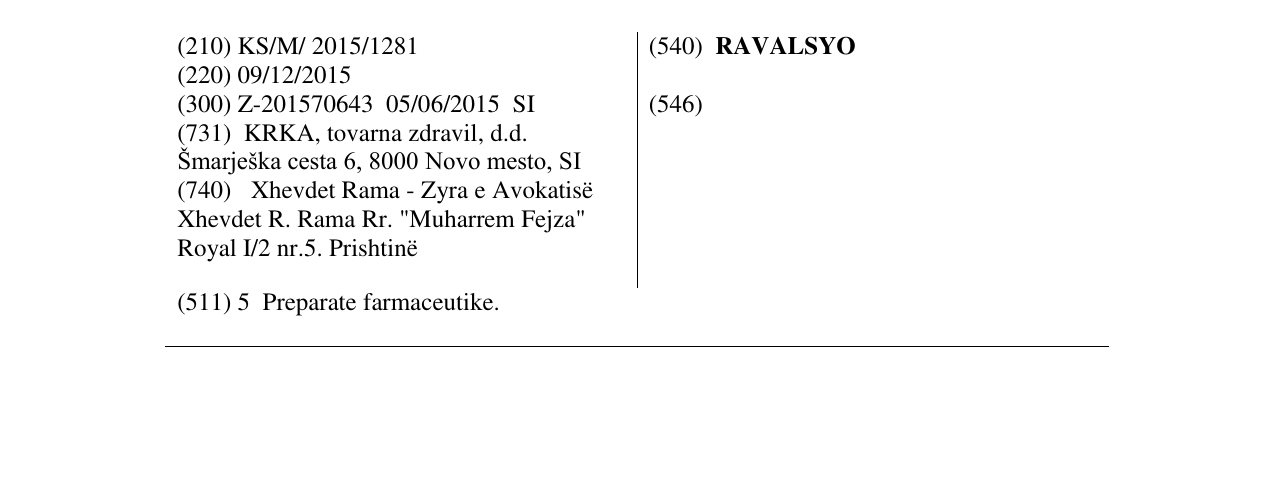 Zëri i markës RAVALSYO në buletin