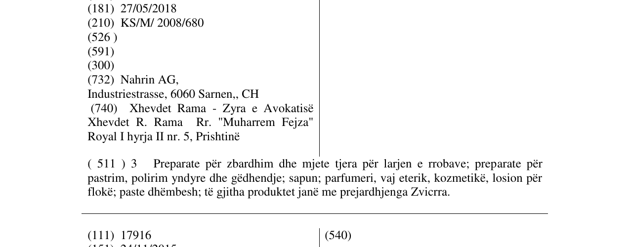 Zëri i markës SWISS FORM në buletin