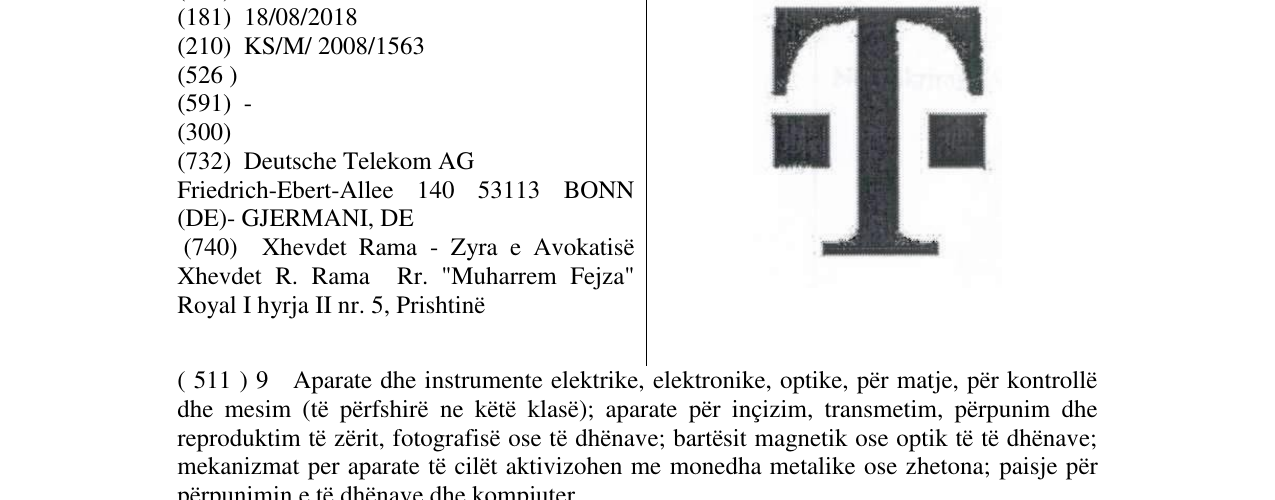 Zëri i markës T fig. në buletin