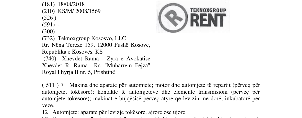 Zëri i markës RENT TEKNOXGROUP në buletin