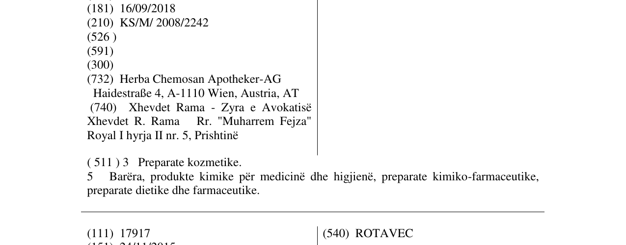 Zëri i markës CHEMOSAN në buletin