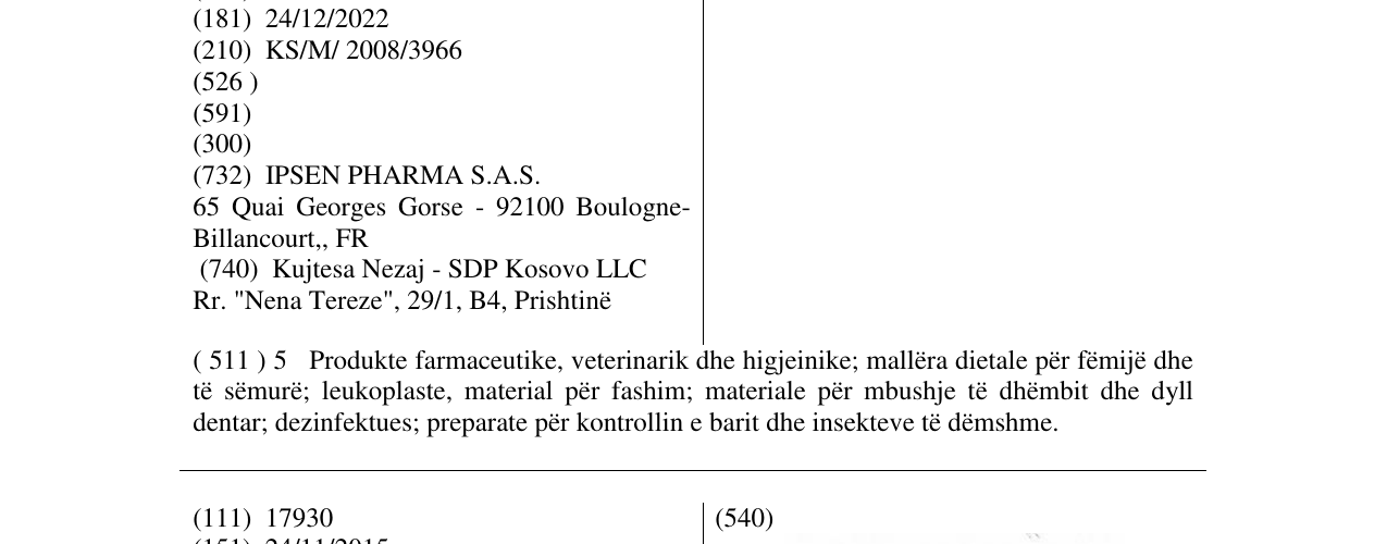 Zëri i markës SMECTA në buletin