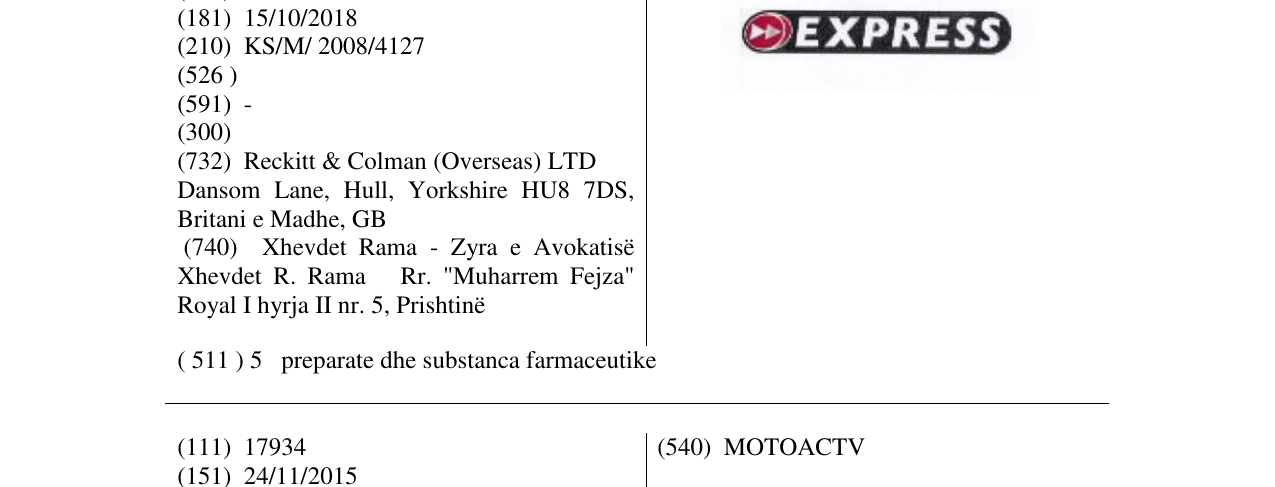 Zëri i markës EXPRESS në buletin