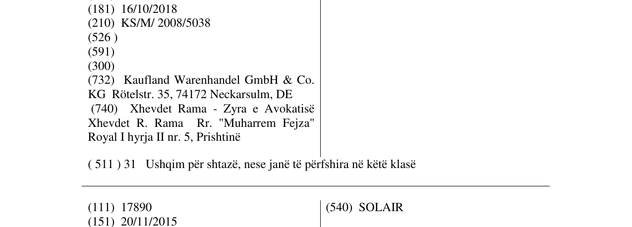 Zëri i markës SNÄCKITS në buletin