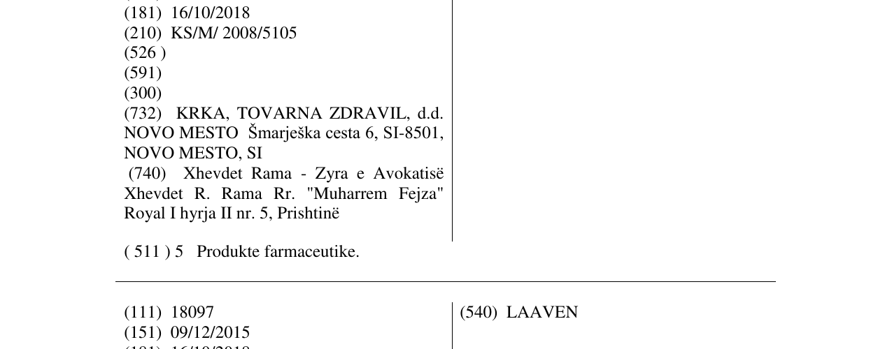 Zëri i markës KVENTIAX në buletin