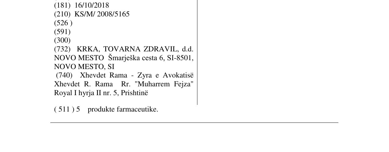 Zëri i markës OPRYMEA në buletin