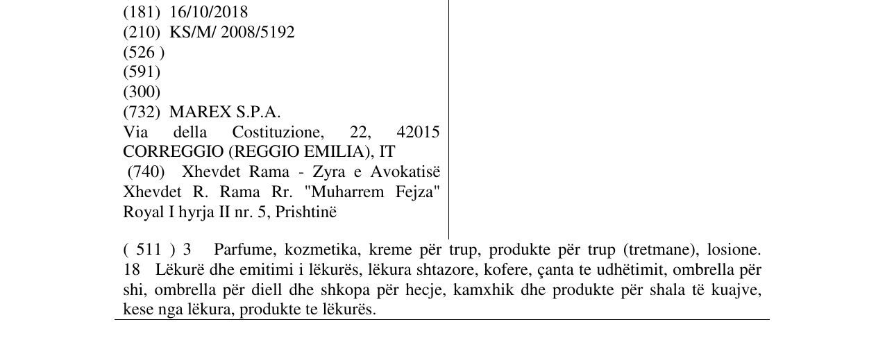 Zëri i markës ANGELO MARANI në buletin