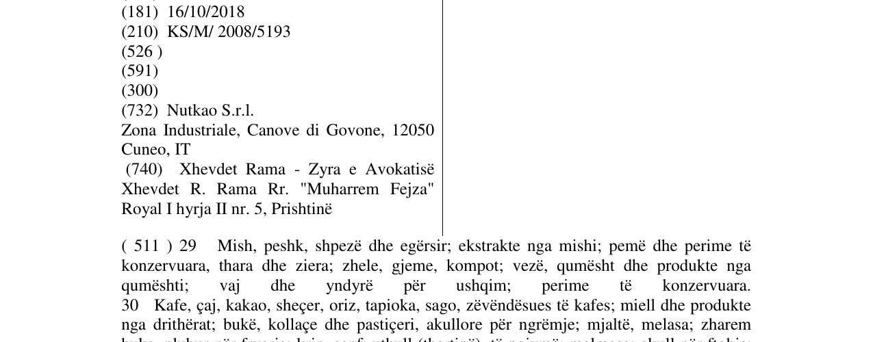 Zëri i markës NUTKAO në buletin