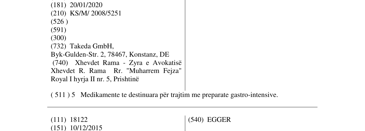 Zëri i markës P 40 në buletin