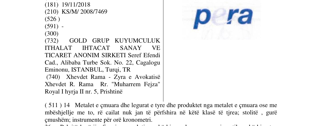 Zëri i markës PERA në buletin