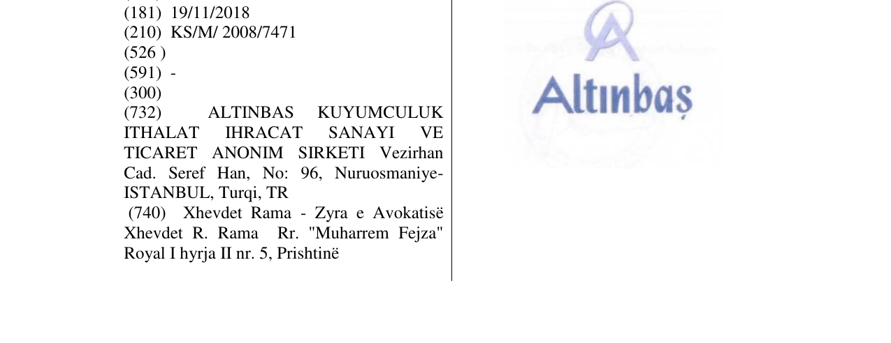 Zëri i markës ALTINBAS në buletin