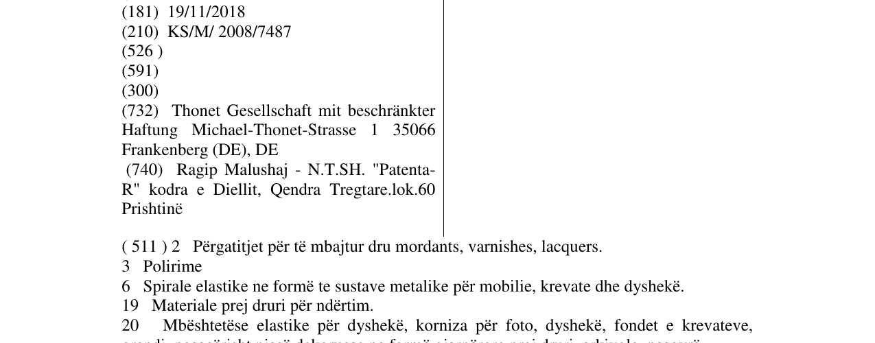 Zëri i markës THONET në buletin