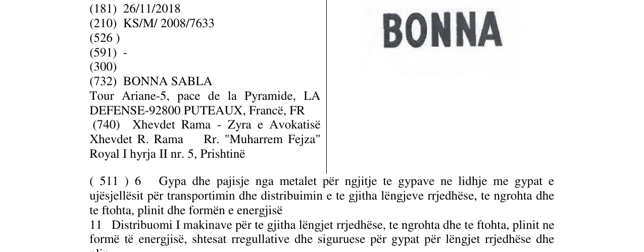 Zëri i markës BONNA në buletin