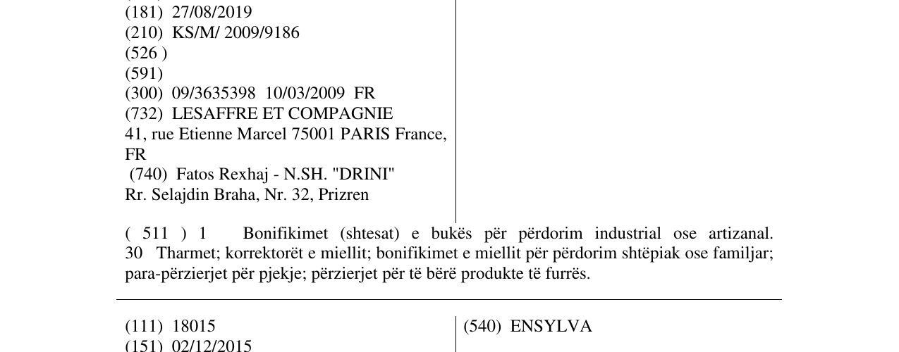 Zëri i markës VRENJE në buletin